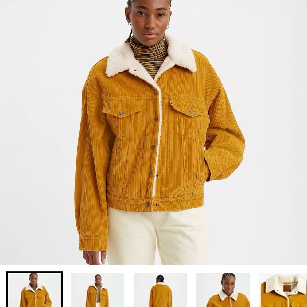 Corduroy Sherpa-Lined Jacket - Mustard